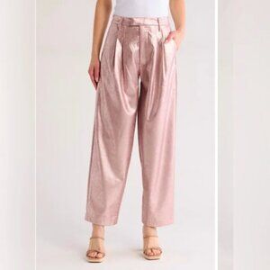 MOTHER Pleated Starlet Prep Skimp Pinky Sweater Metallic Pants NWT Size 25